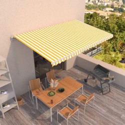 vidaXL Toldo retráctil manual amarillo y blanco 500x300 cm