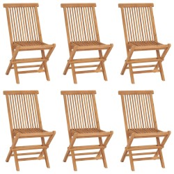 vidaXL Sillas de jardín plegables 6 unidades madera maciza de teca