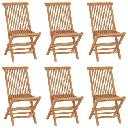 vidaXL Sillas de jardín plegables 6 unidades madera maciza de teca