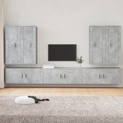vidaXL Set de muebles de TV 7 pzas madera contrachapada gris hormigón