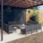vidaXL Muebles de jardín 13 pzas con cojines antracita madera de pino vidaXL Muebles de jardín 13 pzas con cojines antracita madera de pino