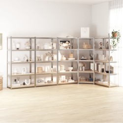 vidaXL Estantería 5 niveles 5 uds acero madera contrachapada plateado