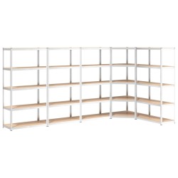 vidaXL Estantería 5 niveles 5 uds acero madera contrachapada plateado