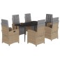 vidaXL Set comedor de jardín 7 pzas con cojines ratán sintético beige vidaXL Set comedor de jardín 7 pzas con cojines ratán sintético beige