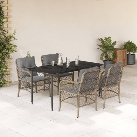vidaXL Set comedor de jardín 5 pzas con cojines ratán sintético beige
