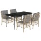 vidaXL Set comedor de jardín 5 pzas con cojines ratán sintético beige vidaXL Set comedor de jardín 5 pzas con cojines ratán sintético beige