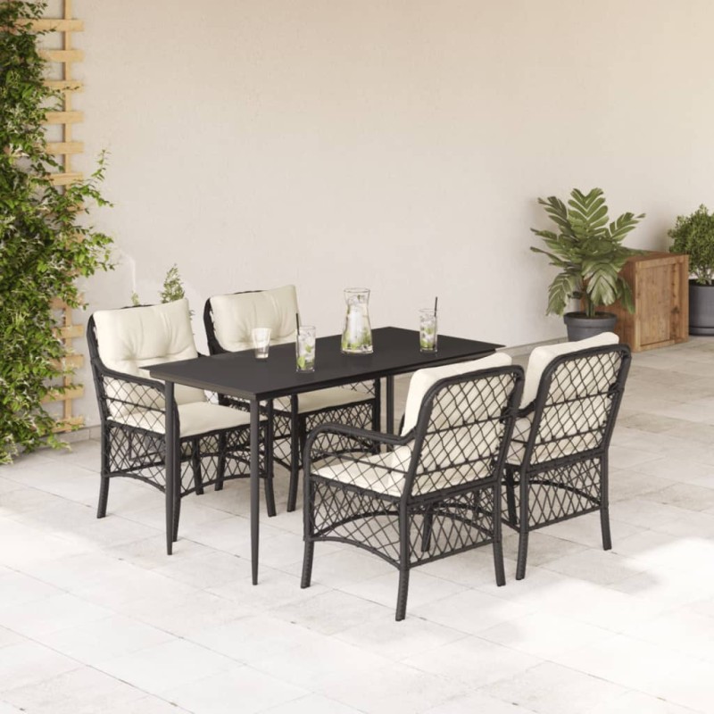 vidaXL Set de muebles jardín 5 pzas con cojines ratán sintético negro vidaXL Set de muebles jardín 5 pzas con cojines ratán sintético negro
