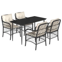 vidaXL Set de muebles jardín 5 pzas con cojines ratán sintético negro