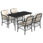 vidaXL Set de muebles jardín 5 pzas con cojines ratán sintético negro vidaXL Set de muebles jardín 5 pzas con cojines ratán sintético negro