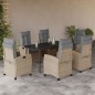 vidaXL Set comedor de jardín 7 pzas con cojines ratán sintético beige vidaXL Set comedor de jardín 7 pzas con cojines ratán sintético beige