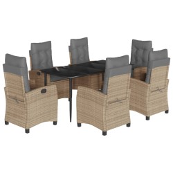 vidaXL Set comedor de jardín 7 pzas con cojines ratán sintético beige
