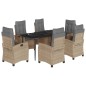 vidaXL Set comedor de jardín 7 pzas con cojines ratán sintético beige vidaXL Set comedor de jardín 7 pzas con cojines ratán sintético beige