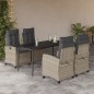 vidaXL Set comedor de jardín 5 pzas cojines ratán sintético gris claro vidaXL Set comedor de jardín 5 pzas cojines ratán sintético gris claro