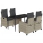 vidaXL Set comedor de jardín 5 pzas cojines ratán sintético gris claro vidaXL Set comedor de jardín 5 pzas cojines ratán sintético gris claro