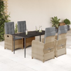vidaXL Set comedor de jardín 5 pzas con cojines ratán sintético beige