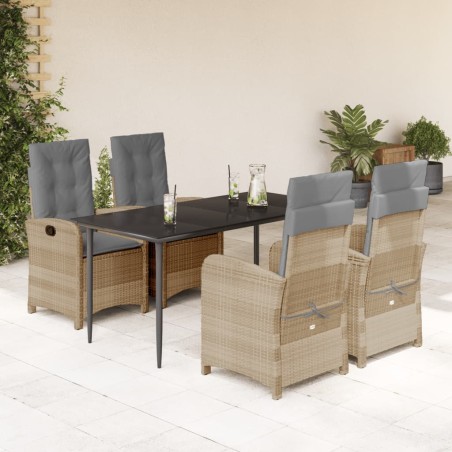 vidaXL Set comedor de jardín 5 pzas con cojines ratán sintético beige