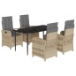 vidaXL Set comedor de jardín 5 pzas con cojines ratán sintético beige vidaXL Set comedor de jardín 5 pzas con cojines ratán sintético beige