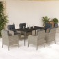 vidaXL Set comedor jardín 7 pzas y cojines ratán sintético gris claro vidaXL Set comedor jardín 7 pzas y cojines ratán sintético gris claro