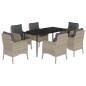 vidaXL Set comedor jardín 7 pzas y cojines ratán sintético gris claro vidaXL Set comedor jardín 7 pzas y cojines ratán sintético gris claro