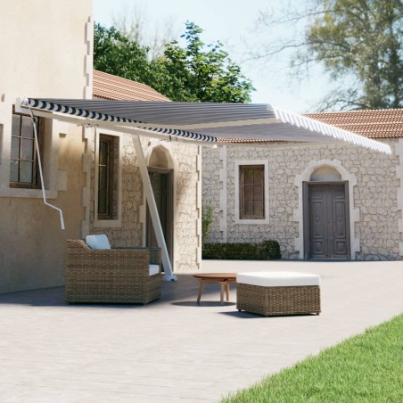 vidaXL Toldo de pie retráctil manual azul y blanco 600x300 cm