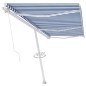 vidaXL Toldo de pie retráctil manual azul y blanco 600x300 cm vidaXL Toldo de pie retráctil manual azul y blanco 600x300 cm