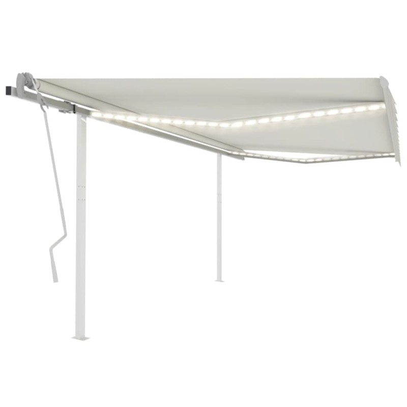 vidaXL Toldo retráctil manual con luz LED crema 4x3 m vidaXL Toldo retráctil manual con luz LED crema 4x3 m