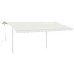 vidaXL Toldo retráctil manual con luz LED crema 4x3 m
