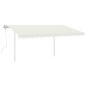 vidaXL Toldo retráctil manual con luz LED crema 4x3 m vidaXL Toldo retráctil manual con luz LED crema 4x3 m