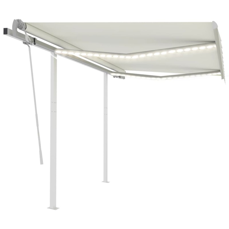 vidaXL Toldo manual retráctil con luz LED crema 3x2,5 m vidaXL Toldo manual retráctil con luz LED crema 3x2,5 m
