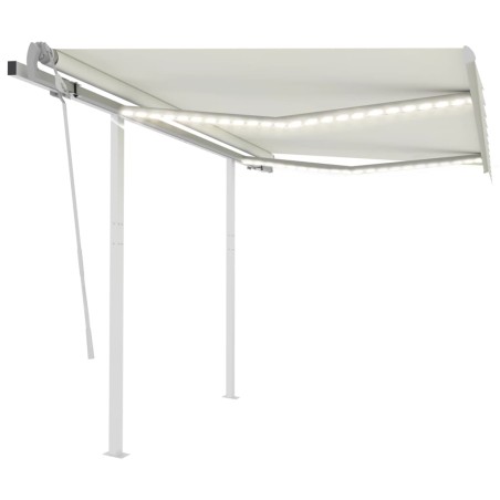 vidaXL Toldo manual retráctil con luz LED crema 3x2,5 m
