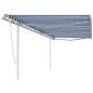 vidaXL Toldo manual retráctil con postes azul y blanco 6x3 m