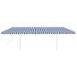vidaXL Toldo manual retráctil con postes azul y blanco 6x3 m