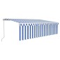vidaXL Toldo retráctil manual con persiana azul y blanco 5x3 m