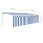 vidaXL Toldo retráctil manual con persiana azul y blanco 5x3 m