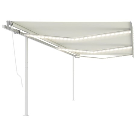 vidaXL Toldo automático con LED sensor de viento crema 6x3 m