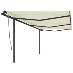 vidaXL Toldo retráctil automático con postes crema 6x3 m
