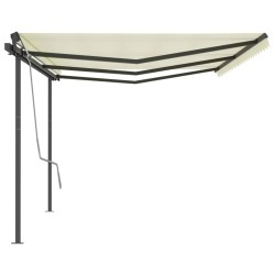 vidaXL Toldo retráctil automático con postes crema 6x3 m