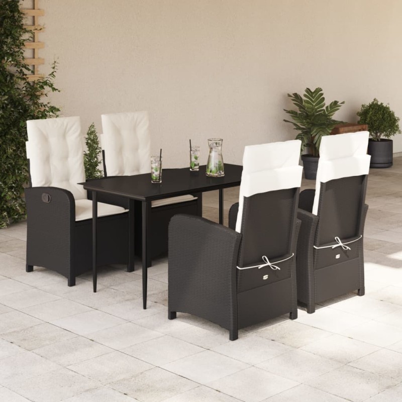 vidaXL Set de muebles jardín 5 pzas con cojines ratán sintético negro vidaXL Set de muebles jardín 5 pzas con cojines ratán sintético negro