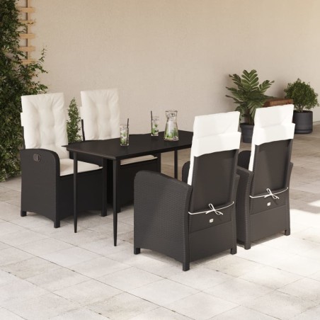 vidaXL Set de muebles jardín 5 pzas con cojines ratán sintético negro