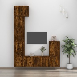 vidaXL Set de muebles de TV 5 pzas madera contrachapada roble ahumado