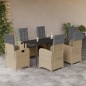 vidaXL Set comedor de jardín 7 pzas con cojines ratán sintético beige vidaXL Set comedor de jardín 7 pzas con cojines ratán sintético beige