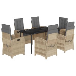 vidaXL Set comedor de jardín 7 pzas con cojines ratán sintético beige