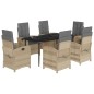 vidaXL Set comedor de jardín 7 pzas con cojines ratán sintético beige vidaXL Set comedor de jardín 7 pzas con cojines ratán sintético beige