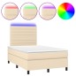 vidaXL Cama box spring con colchón y luces LED tela crema 120x190 cm vidaXL Cama box spring con colchón y luces LED tela crema 120x190 cm
