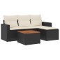vidaXL Set de muebles de jardín 5 pzas y cojines ratán sintético negro