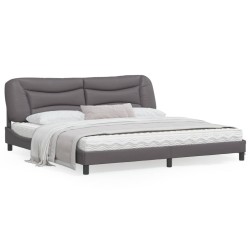 vidaXL Estructura cama con luces LED cuero sintético gris 200x200 cm