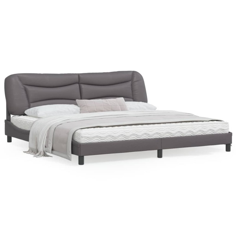 vidaXL Estructura cama con luces LED cuero sintético gris 200x200 cm vidaXL Estructura cama con luces LED cuero sintético gris 200x200 cm