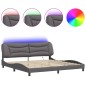 vidaXL Estructura cama con luces LED cuero sintético gris 200x200 cm vidaXL Estructura cama con luces LED cuero sintético gris 200x200 cm