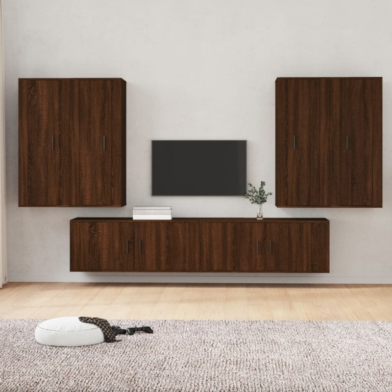 vidaXL Set de muebles para TV 6 pzas madera contrachapada roble marrón