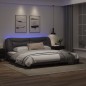 vidaXL Estructura cama con luces LED cuero sintético gris 200x200 cm vidaXL Estructura cama con luces LED cuero sintético gris 200x200 cm